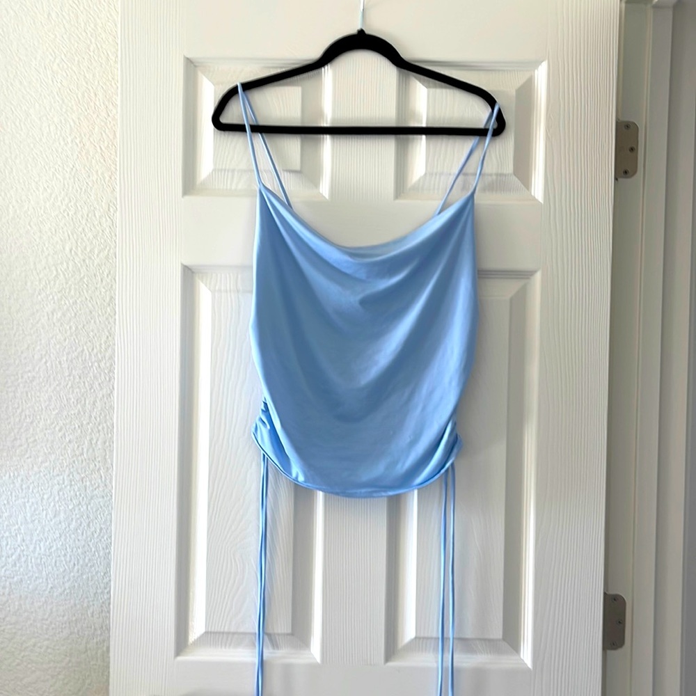 Side tie cowl neck tank